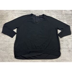 Banana Republic Sweater Womens XL Black Wool Blend Front Panel Long Sleeve